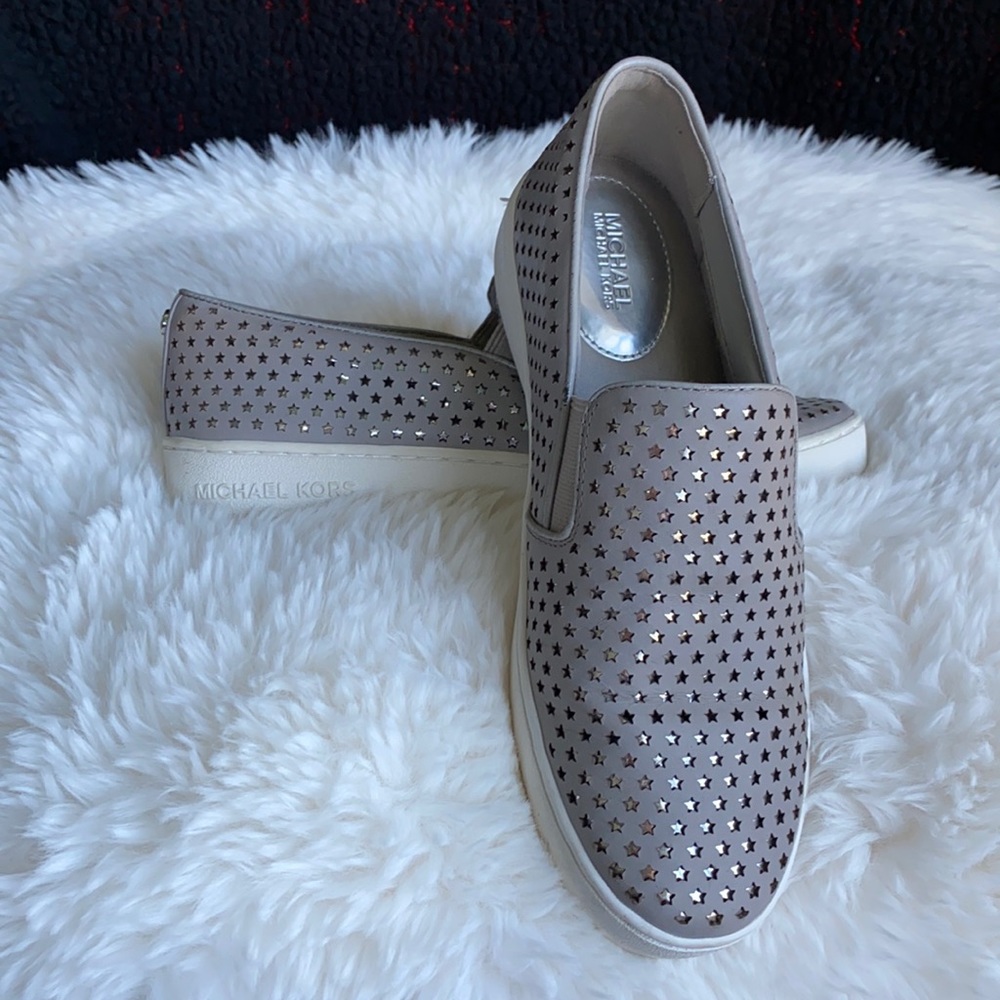 Michael Kors Metallic Star-Perforated Slip-Ons